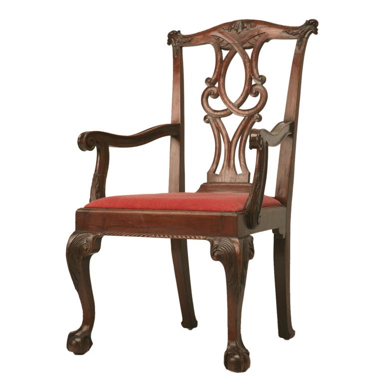Antique Irish Chippendale Walnut Armchair, circa 1780-1820 Exquisite and Heavy For Sale