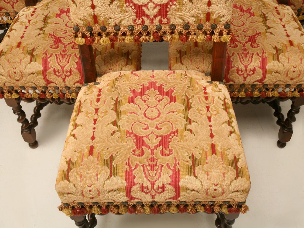 c.1880 Set of 8 French Louis XIII Barley Twist Dining Chairs 1