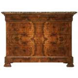 c.1870 French Louis Philippe Book-Matched Burled Walnut Commode