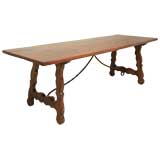 Antique Spanish "Solid Cherry" Lyre-Leg Dining Table