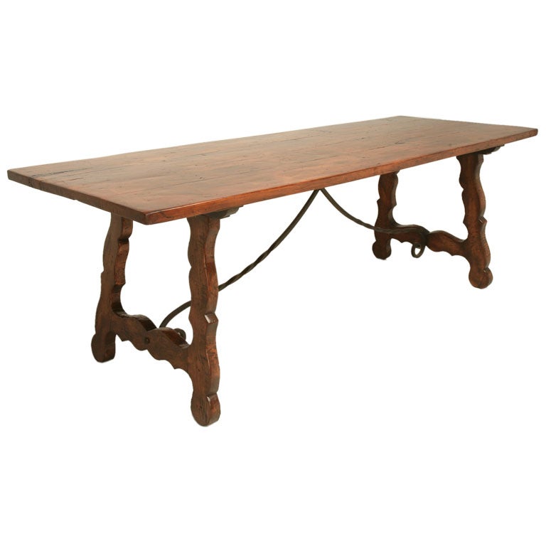 Spanish "Solid Cherry" Lyre-Leg Dining Table