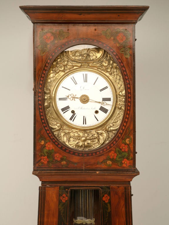 c.1840 French Original Paint Tall Case Clock