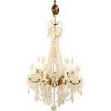 French 16-Light Crystal & Bronze Chandelier