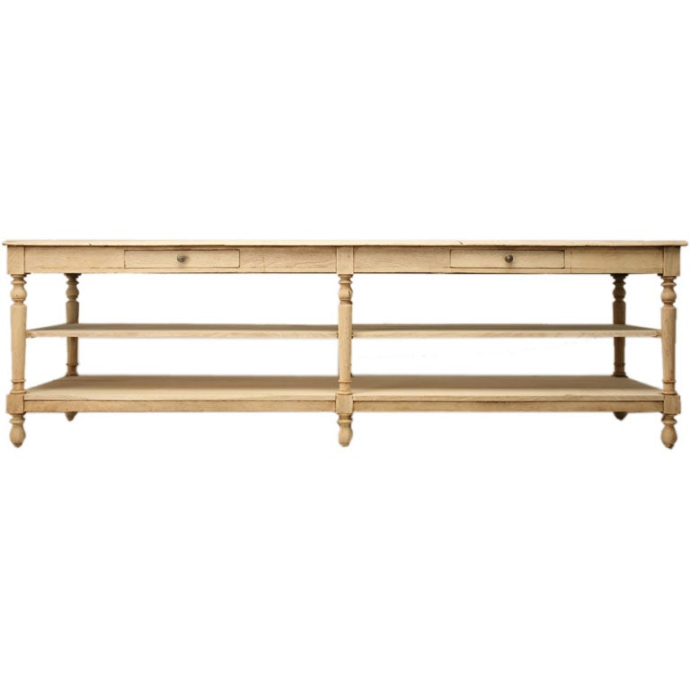 c.1880 French White Oak Work Table/Island