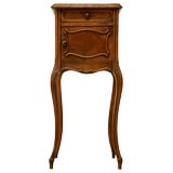 c.1890 French Walnut Nightstand w/ Marble top
