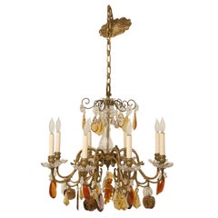 Vintage Bronze 8-Light Fruit Chandelier, circa 1930