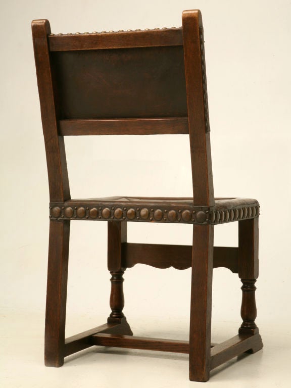 c.1920 Set of 10 Spanish Oak & Leather Dining Chairs 7
