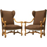 C1820 Pair of Italian Wing-Back Throne Chairs