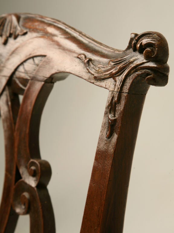 18th Century and Earlier Eighteenth Century Hand-Carved Irish Chippendale Side/Desk Chair