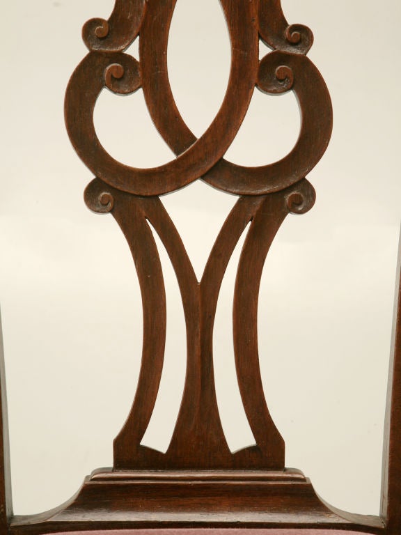 Mahogany Eighteenth Century Hand-Carved Irish Chippendale Side/Desk Chair