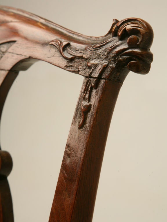 18th Century and Earlier Eighteenth Century Hand-Carved Irish Chippendale Side/Desk Chair