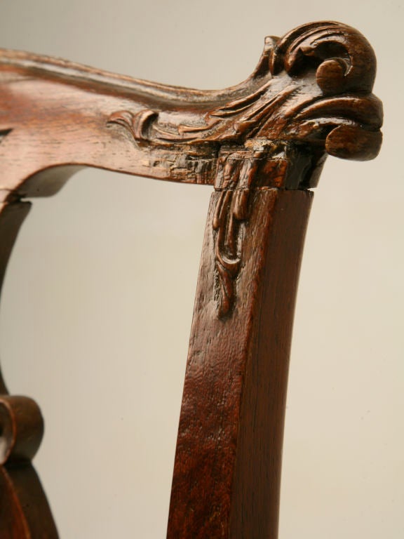 18th Century and Earlier Eighteenth Century Hand-Carved Irish Chippendale Side/Desk Chair