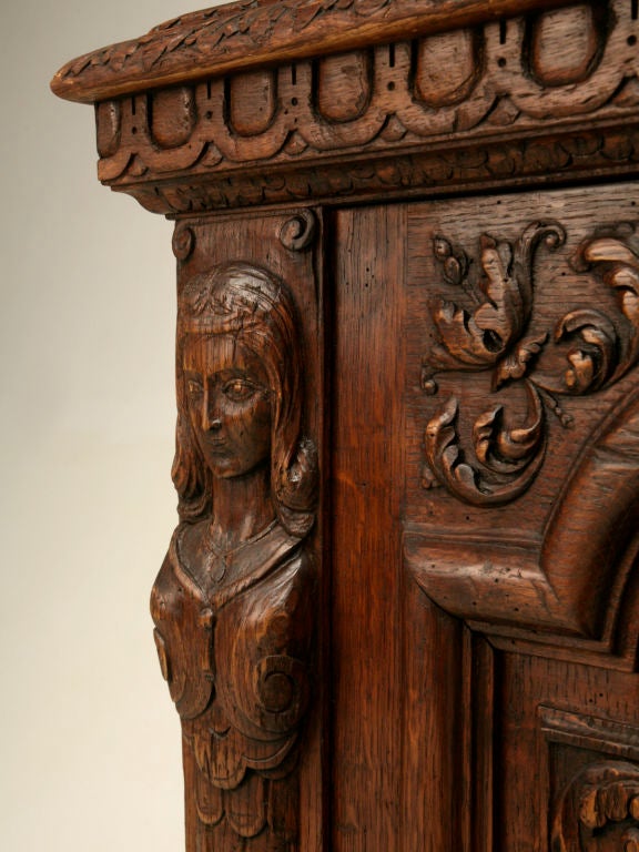 Mid-20th Century c.1930 Heavily Hand=carved Spanish Oak Buffet