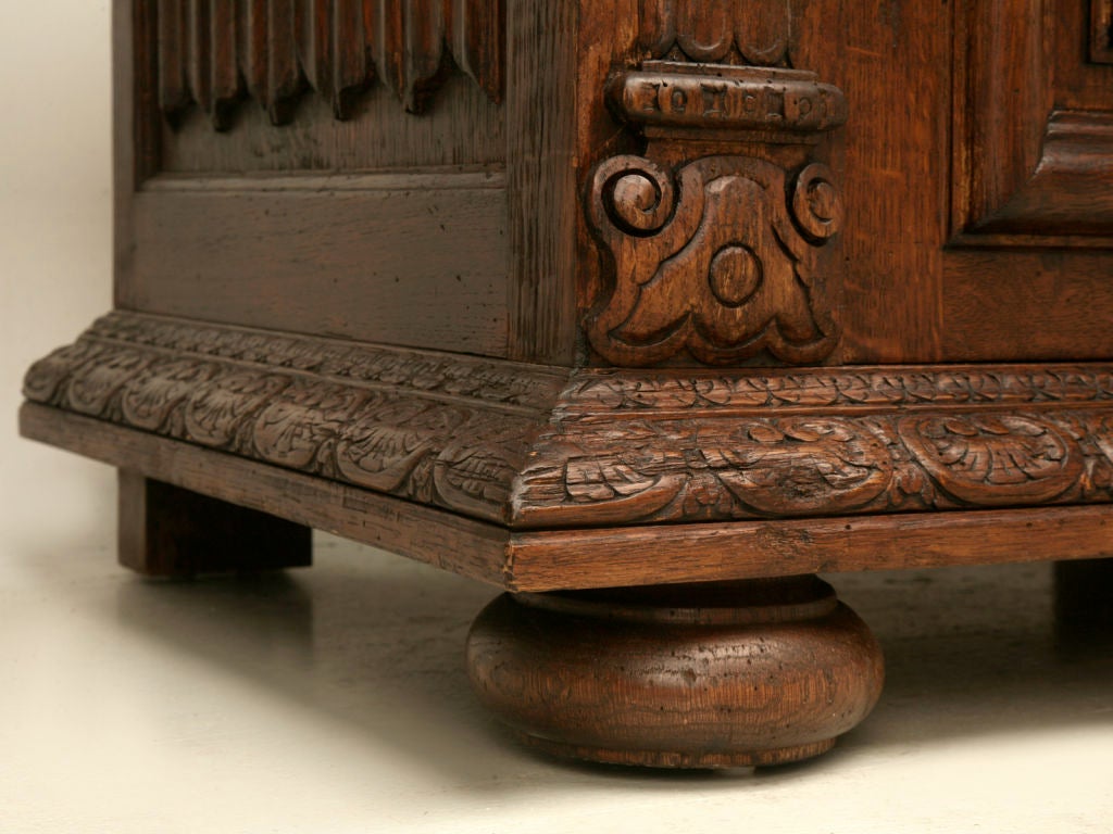 c.1930 Heavily Hand=carved Spanish Oak Buffet 4