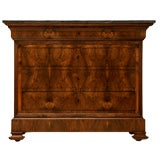 c.1875 French Louis Philippe Book-Matched Burled Walnut Commode