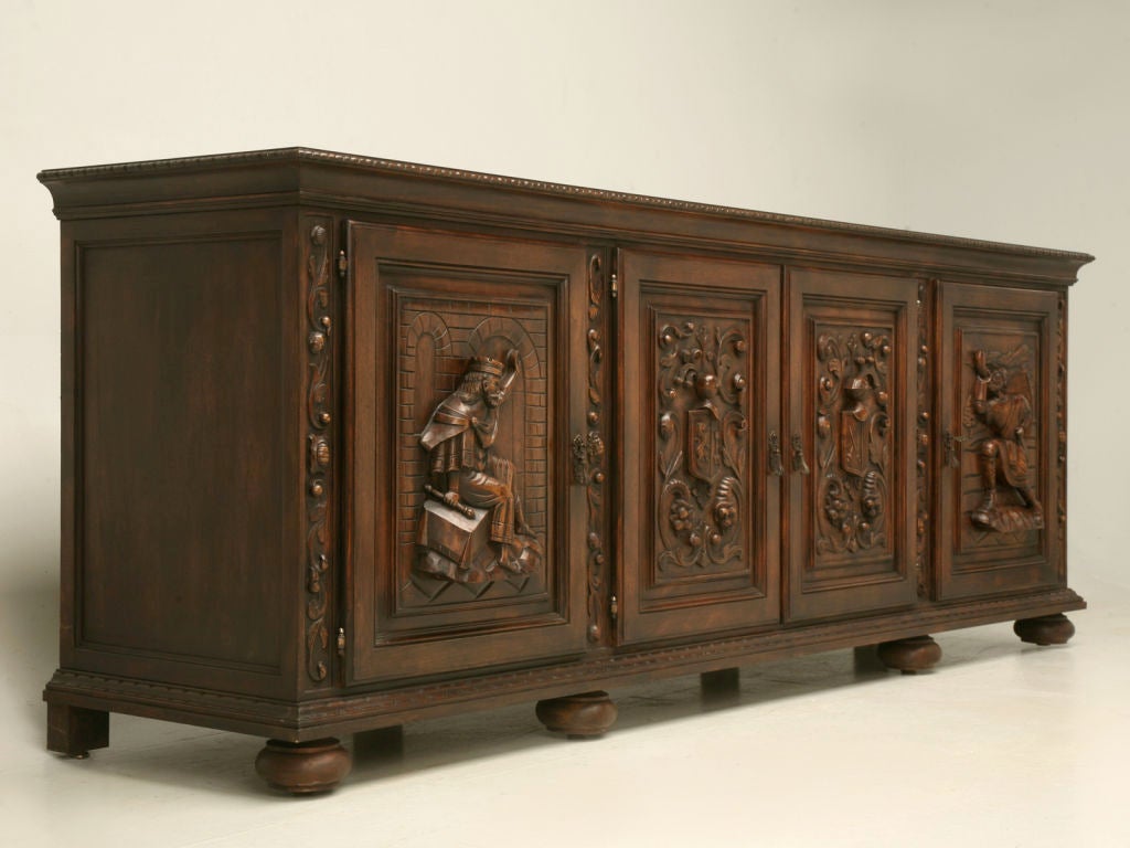 c.1940 HandCarved Spanish Mahogany Buffet at 1stDibs