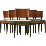 c.1930 Set of 6 Art Moderne Palisander & Original Leather Chairs