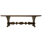 c.1790 Italian Solid White Oak Two-Board Top Trestle Table