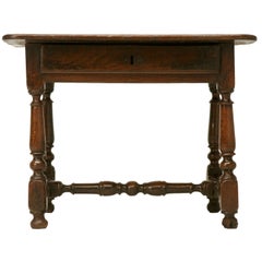 18th C Rustic French Oak Farmhouse Side/End/Writing Table w/Drawer