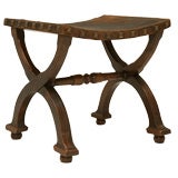 c.1880 Spanish Leather & Walnut Stool