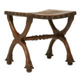 c.1880 Spanish Leather & Walnut Stool