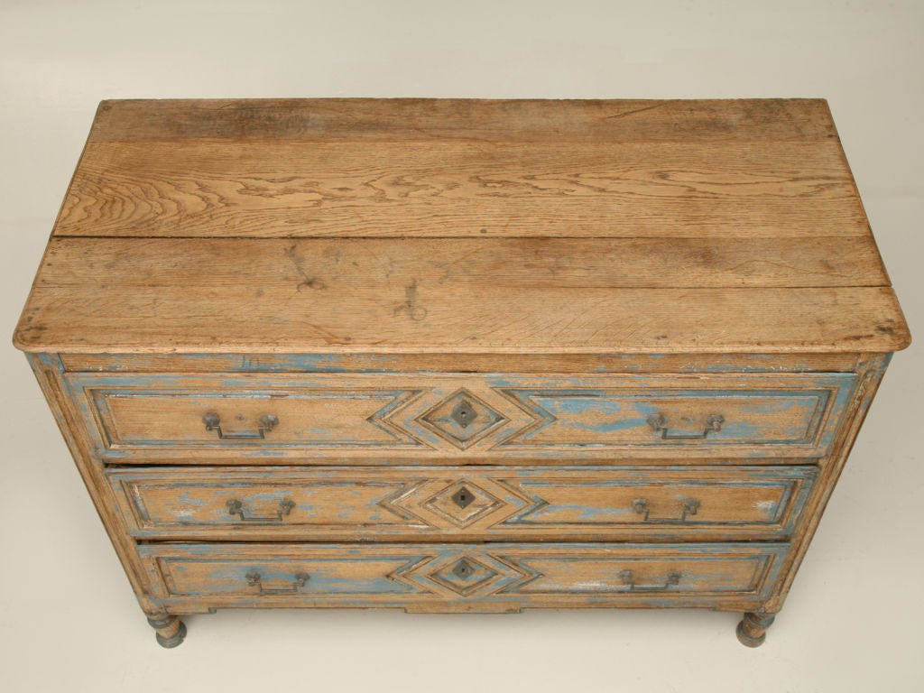 18th Century and Earlier Exquisite 18th C. French Directoire Worn-Paint 3 Drawer Commode