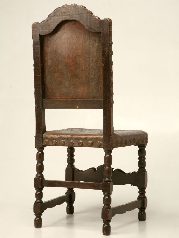 c.1890 Spanish Oak & Tooled Leather Desk Chair 7