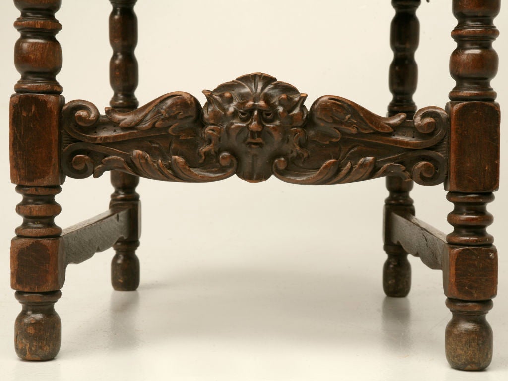 c.1890 Spanish Oak & Tooled Leather Desk Chair 5