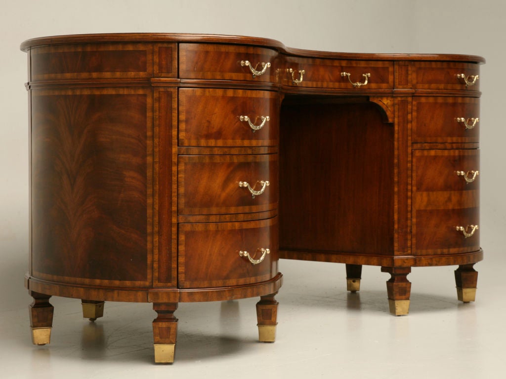 Crotch Mahogany Kidney Shaped Desk