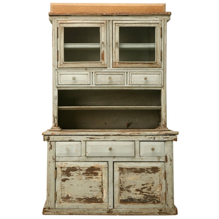 Miniature American Pine Original Paint Child's Cupboard For Sale at 1stDibs