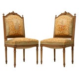 c.1880 Pair of Italian Unrestored Louis XVI Style Side Chairs (2 Pr avail)
