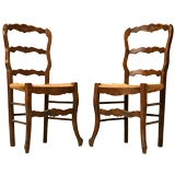 c.1930 Pair of Country French Ladder-Back Side Chairs