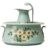 Original Antique English Toleware Wash Bowl/Basin Set