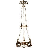 c.1850 Country French Copper & Iron 3-Light Chandelier