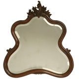 Antique c.1890 French Walnut Rococo Mirror