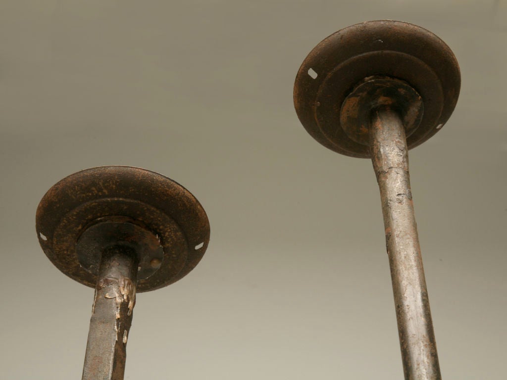 Wrought Iron Pair of Mid 19th Century Italian Standing Floor Prickets