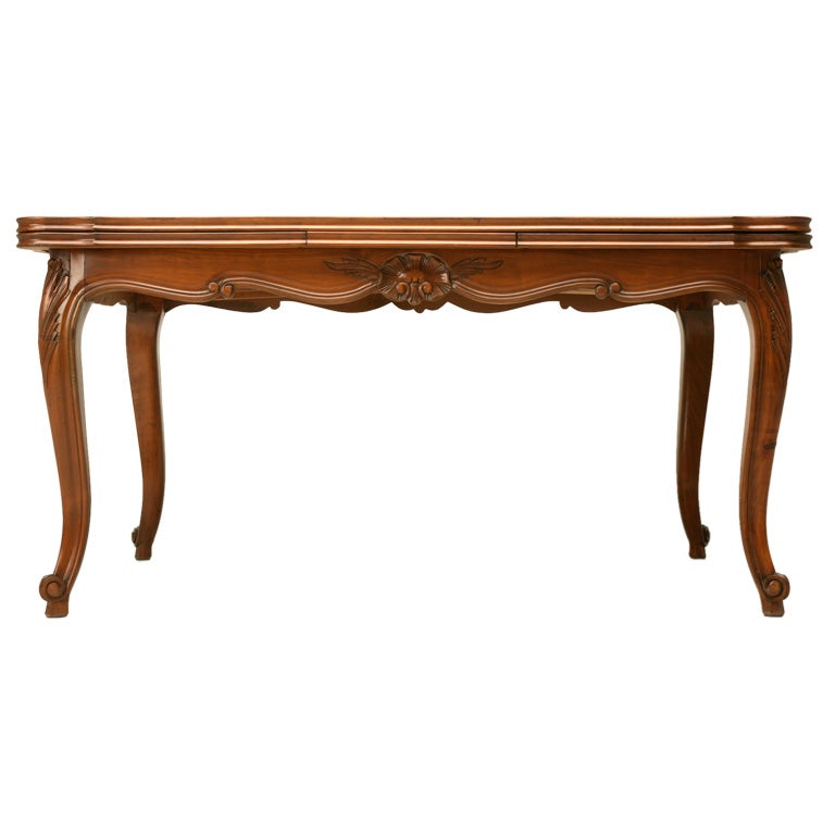 c.1930 French Cherry Louis XV Style Draw-Leaf Dining Table