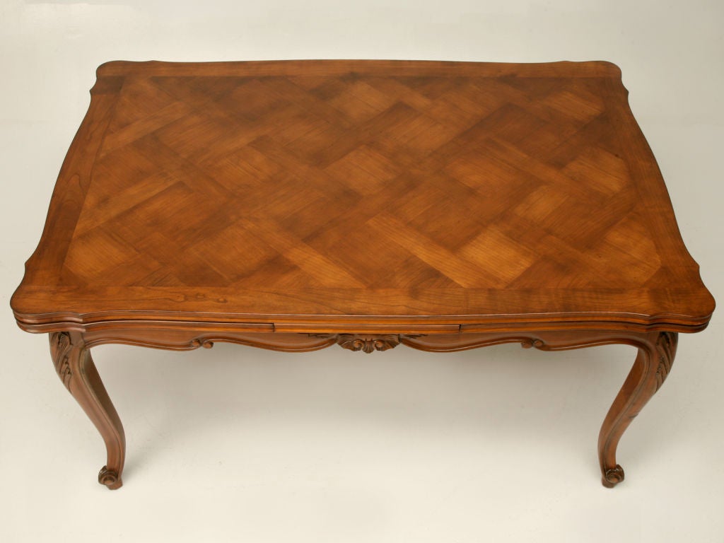 Mid-20th Century c.1930 French Cherry Louis XV Style Draw-Leaf Dining Table