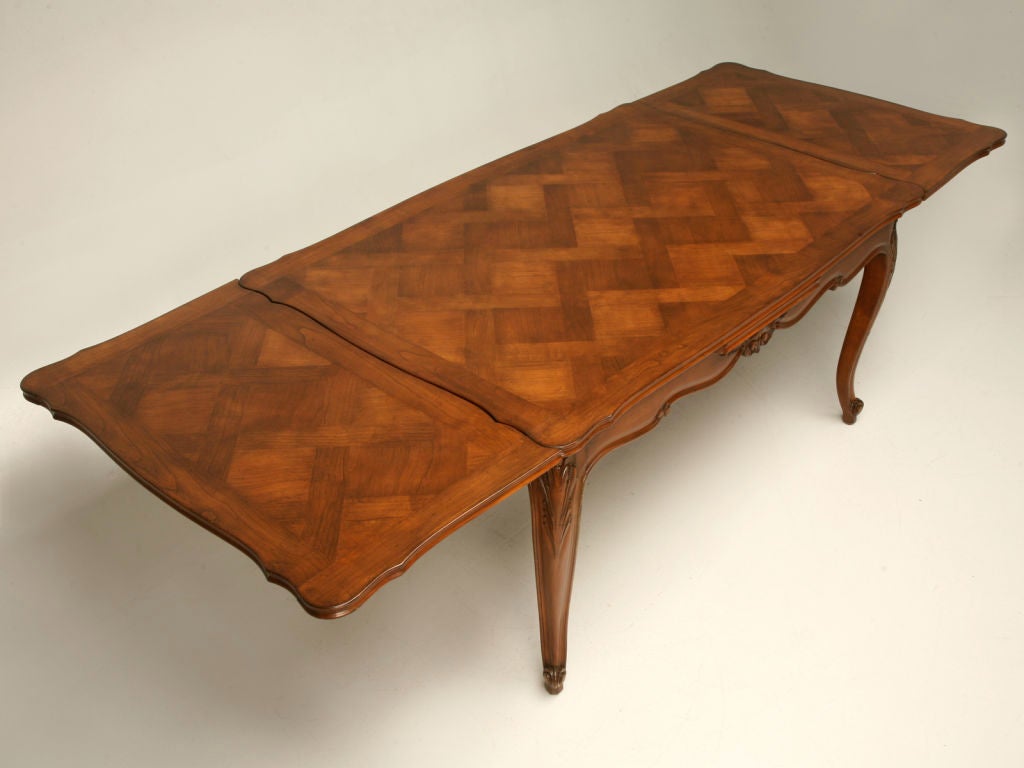 c.1930 French Cherry Louis XV Style Draw-Leaf Dining Table 2