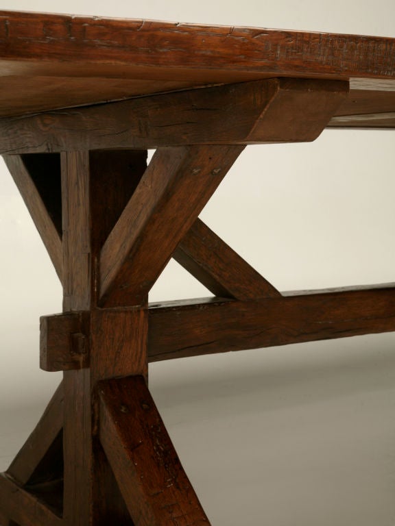 Handmade French White Oak Farm Table In Excellent Condition In Chicago, IL