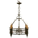 c.1920 French Hand-Wrought Iron Chandelier