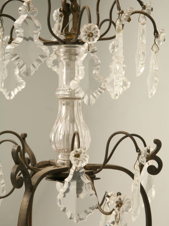 c.1920 French Crystal 6-Light Chandelier In Good Condition In Chicago, IL