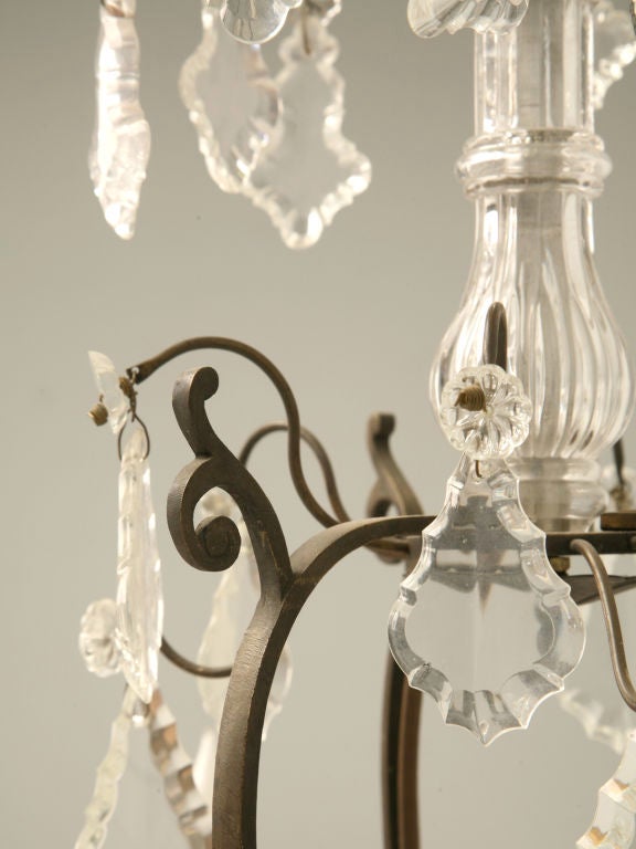 20th Century c.1920 French Crystal 6-Light Chandelier