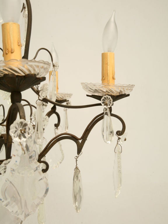 c.1920 French Crystal 6-Light Chandelier 1