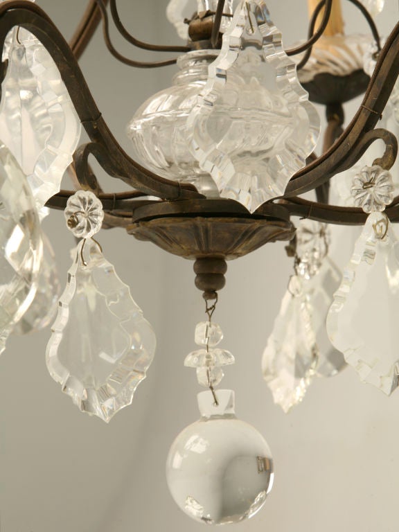 c.1920 French Crystal 6-Light Chandelier 6