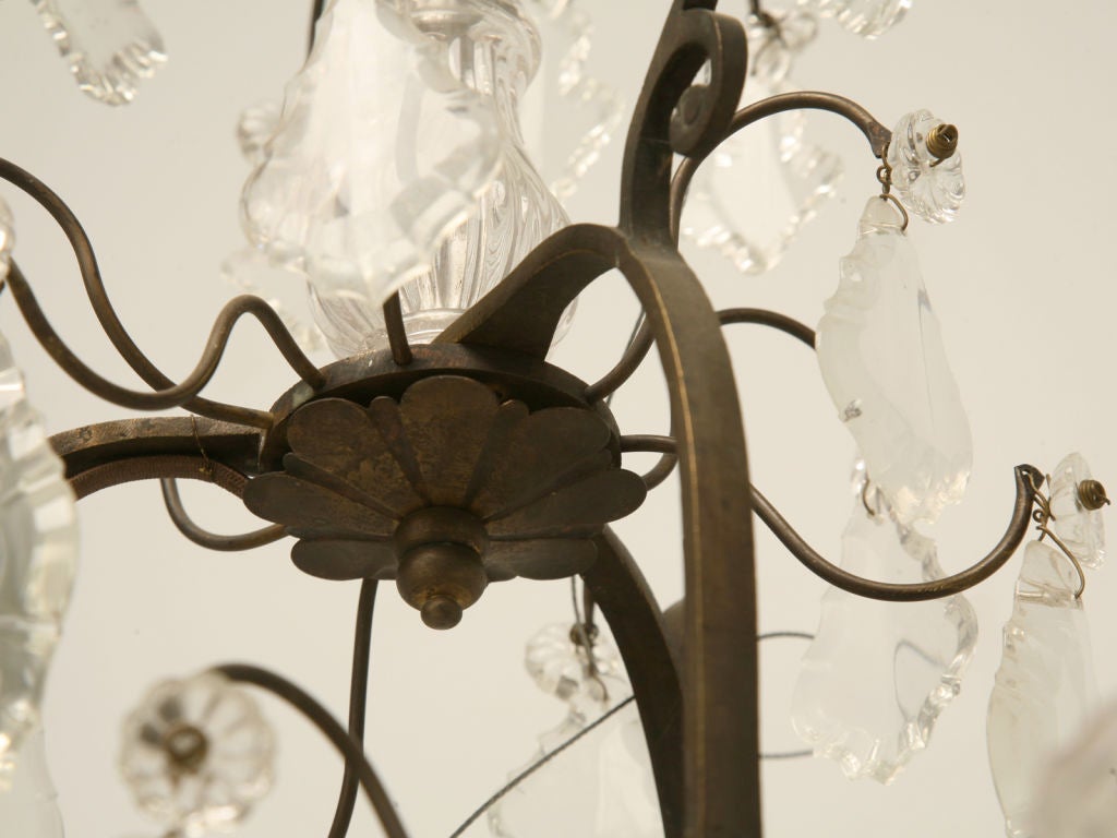 c.1920 French Crystal 6-Light Chandelier 4