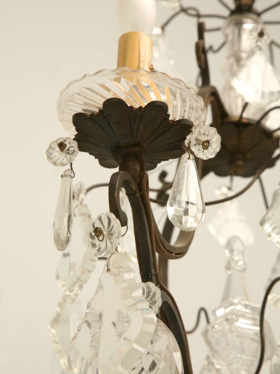 c.1920 French Crystal 6-Light Chandelier 5