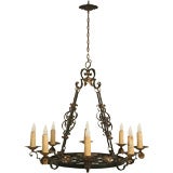 c.1920 French Hand-Wrought Iron Chandelier
