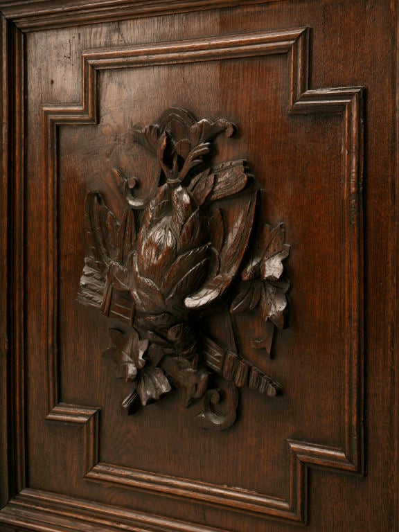 c.1880 French Hand-Carved Oak Hunt Cabinet 6