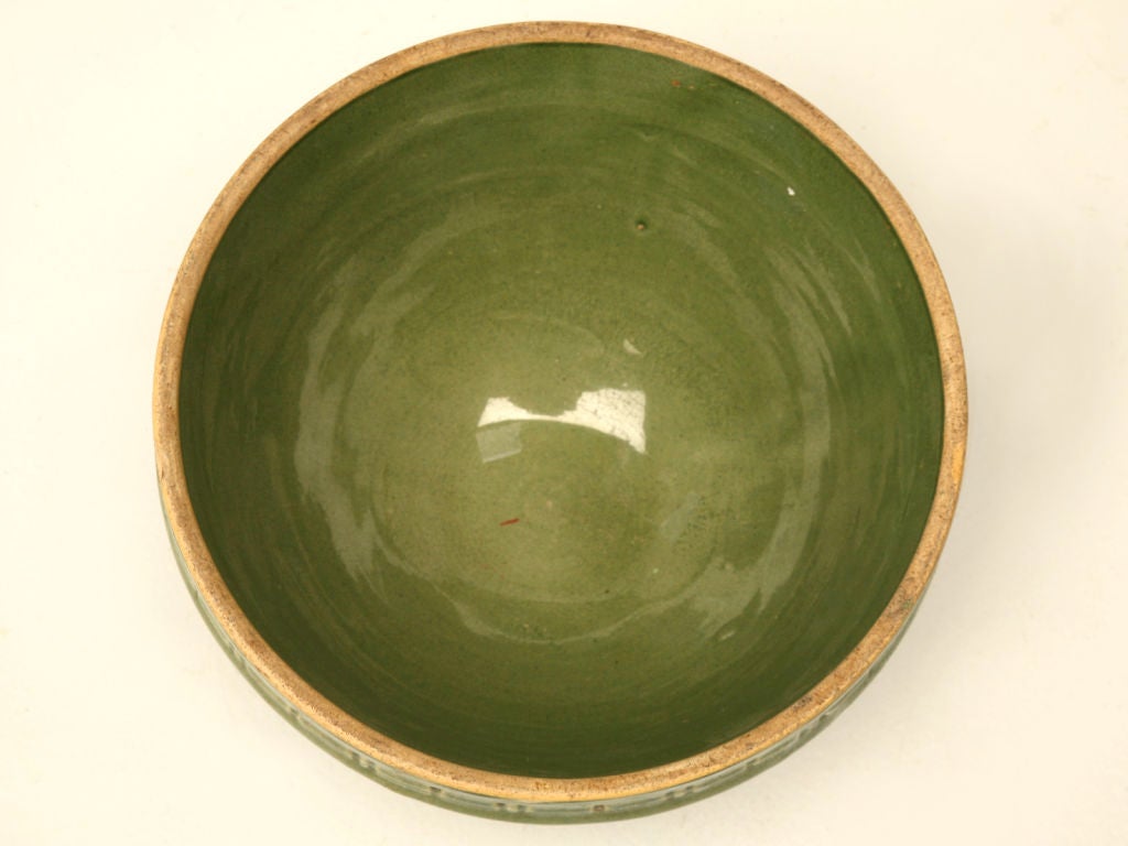 American c.1920 Green Glazed Mixing Bowl